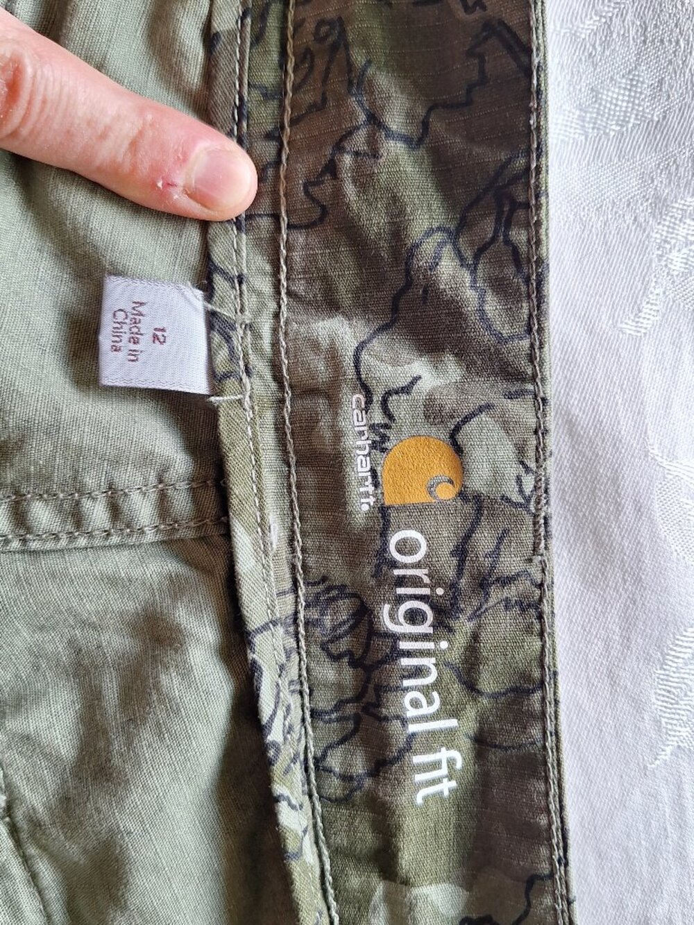 Carhartt Green Camo Floral Cotton Adjustable Length Original Fit Short Women 12 - Picture 8 of 8